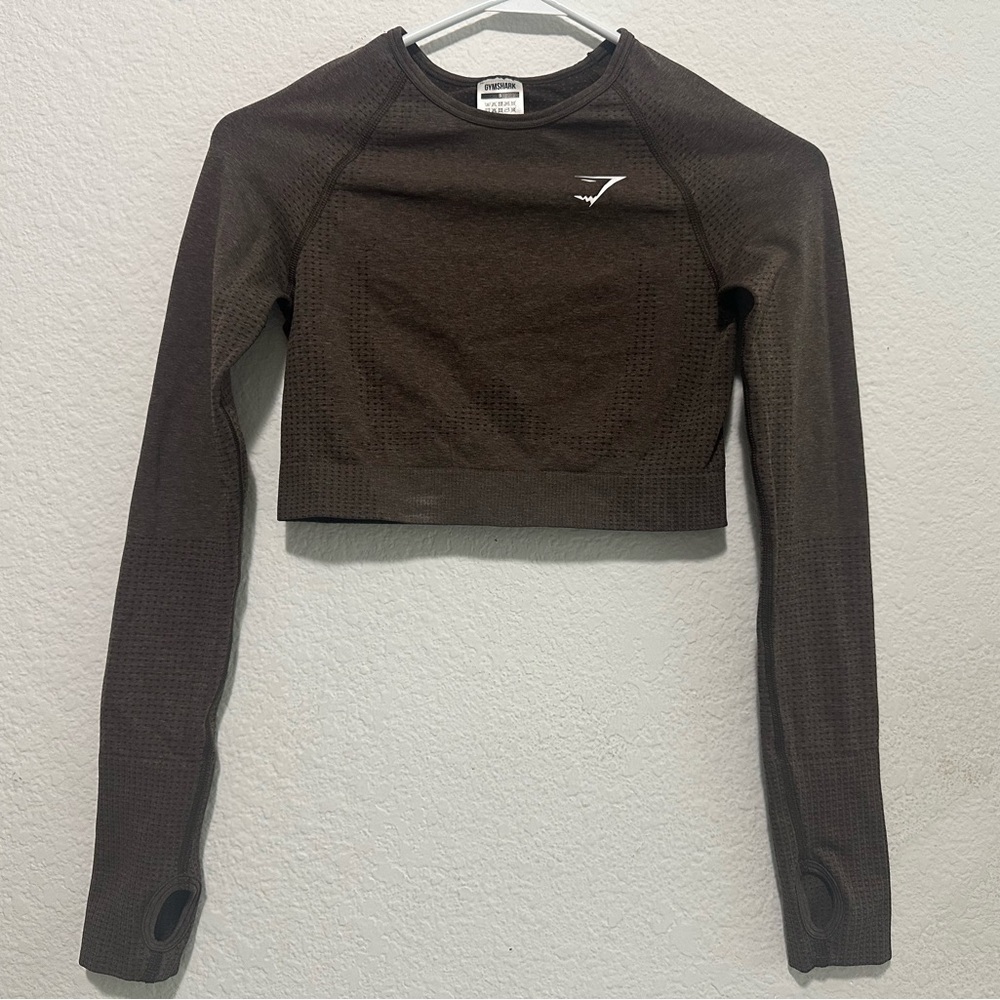 Gymshark Women's‎ Vital Seamless Brown Long Sleeve Crop Top size S